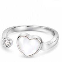 Sterling Silver White Pearl Heart Ring
