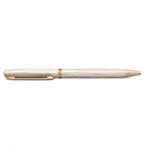 Handcrafted Sterling Silver Guilloché Ballpoint Pen with Rose Gold Accents