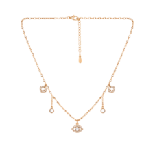 Crystal-Adorned Evil Eye & Teardrop Pendant Necklace
