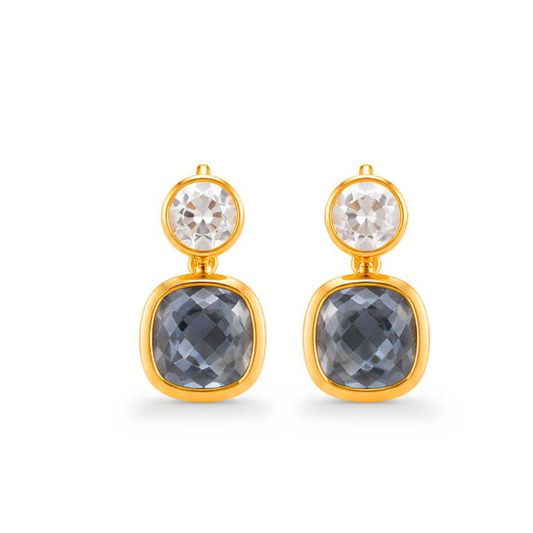 Charcoal Crystal Dangle Earrings