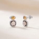 Natural Stone Earrings In Silver