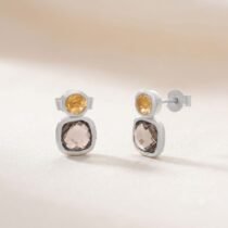 Natural Stone Earrings In Silver
