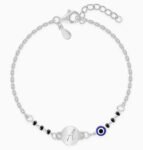Silver Black-Bead Initial Bracelet 'A'