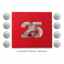 50 GRAM SILVER COIN BOX - Anniversary
