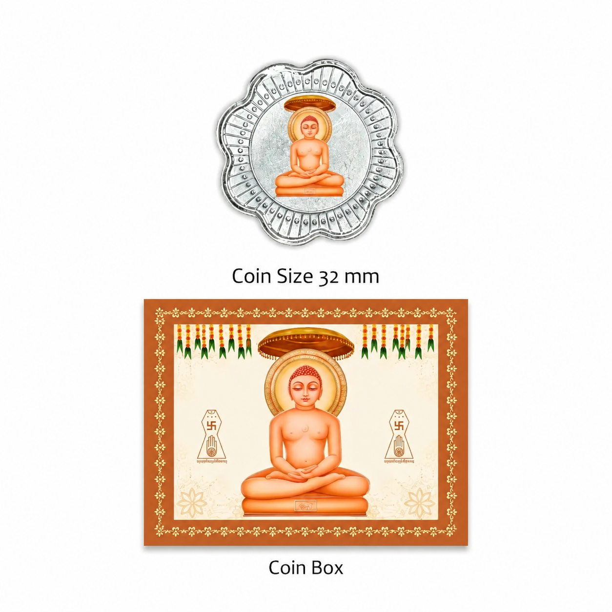 1 GRAM SILVER COIN BOX - MAHAVIR JI