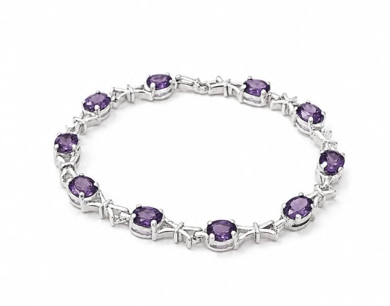 Sterling Silver Purple Oval Stone Braclet