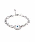 Silver Evil Eye Flower Braclet