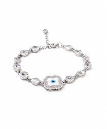Silver Evil Eye Flower Braclet
