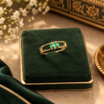 green stone silver gold plated