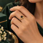 925 Silver Gold Plated Black Bead Ring